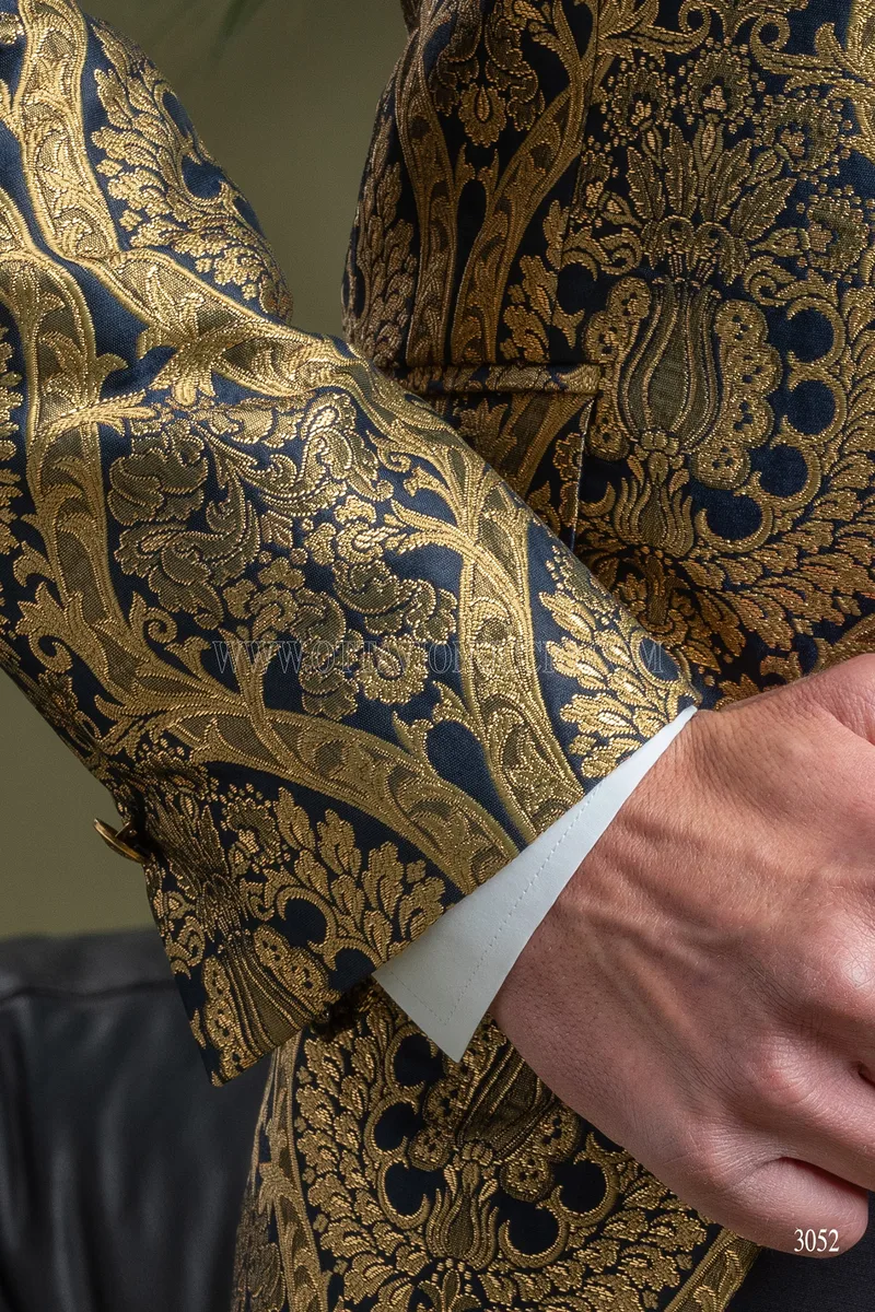 Chaqueta de hombre especial adamascada oro azul 5