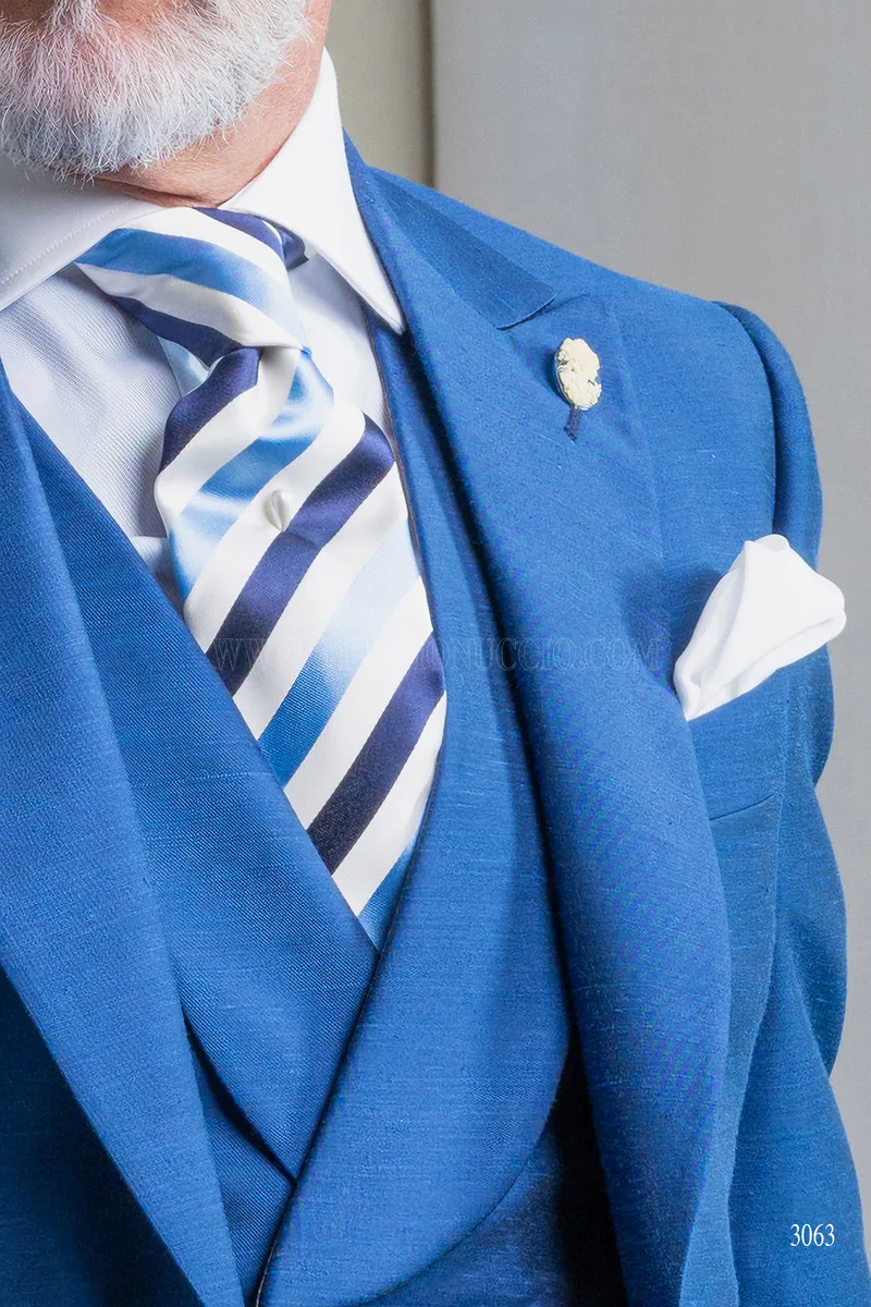 Cravatta regimental seta blu bianco e celeste