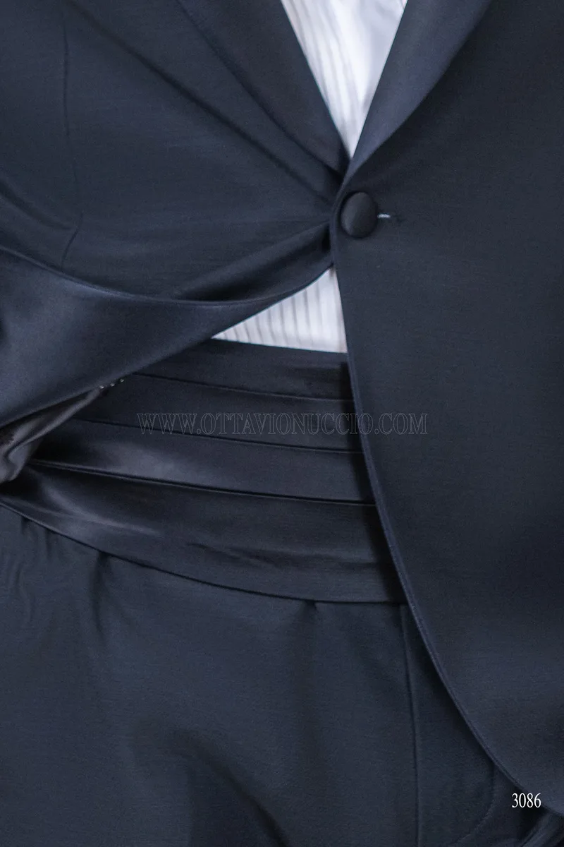 Fajín modelo 4 pliegues en raso azul