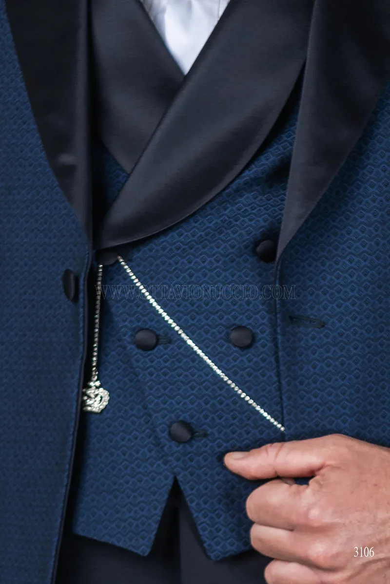 Gilet asimmetrico doppiopetto sciallato blu royal