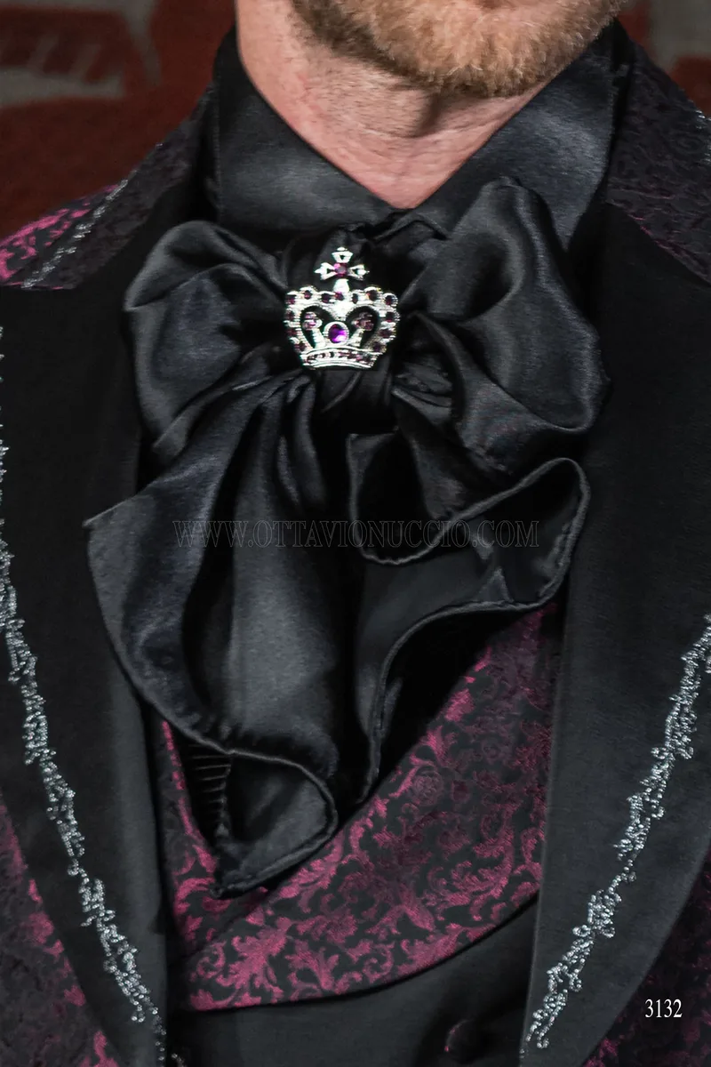 Black Satin Scarf and Handkerchief Set