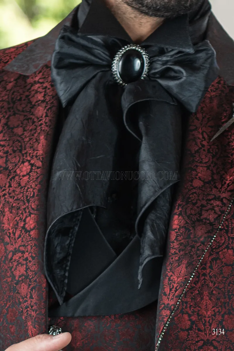 Scarf and Handkerchief Set in Black Crushed Fabric