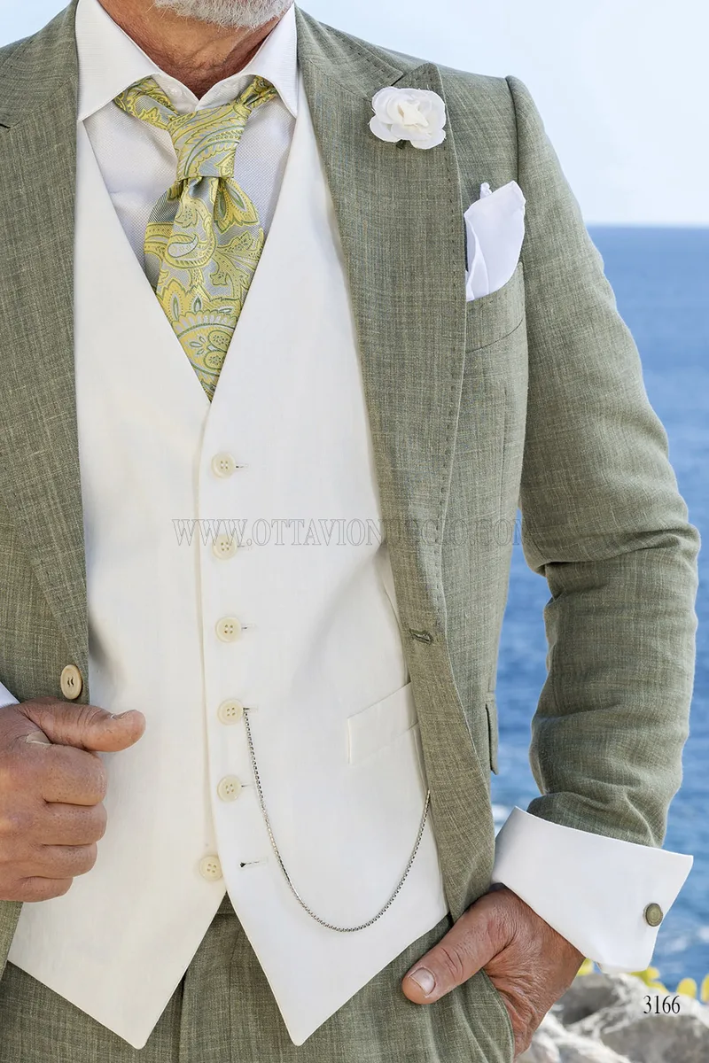 Gilet in puro lino avorio