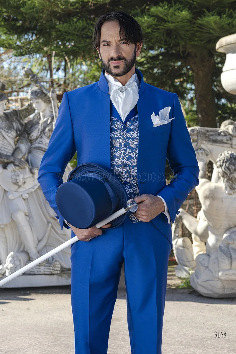 Abito Sposo Coreana in Shantung Blu Royal – Piano americano