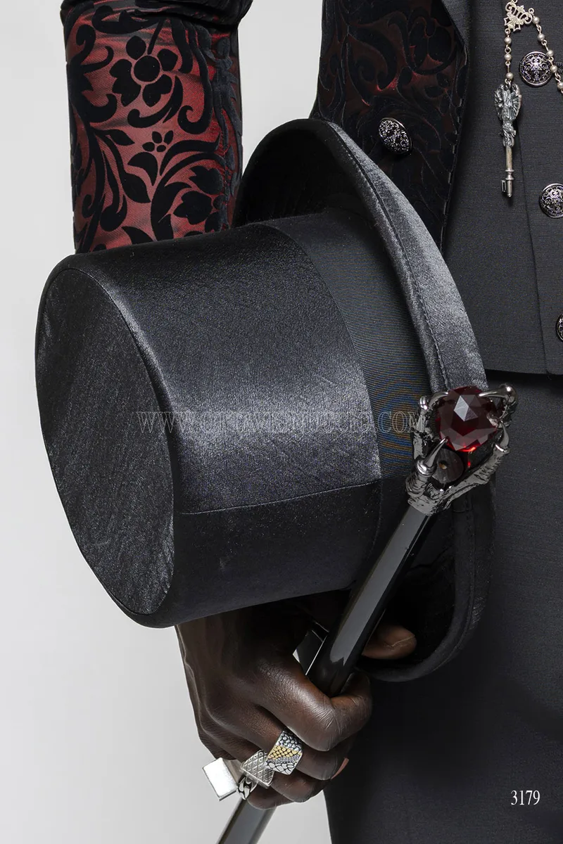 Tailcoat Steampunk in Brocade Velvet - Black and Burgundy - Limited Edition 10