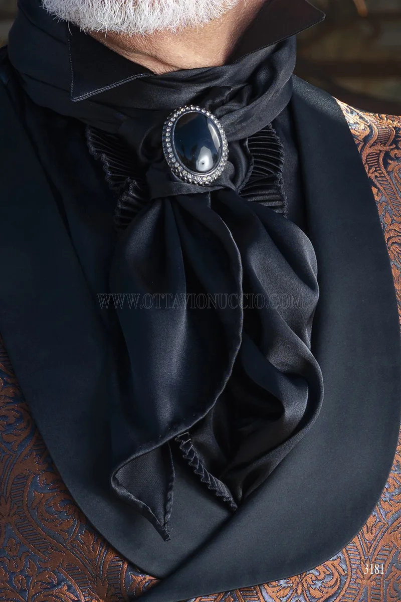Black Satin Scarf and Handkerchief Set