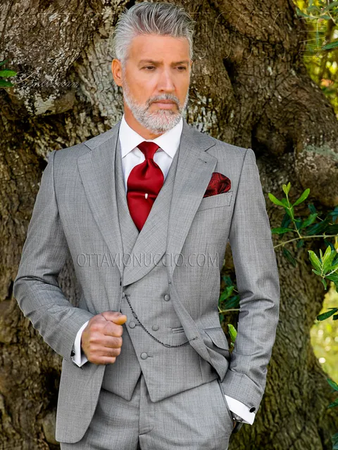 Men's casual formal suit in light grey
