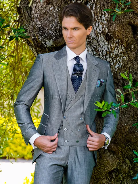 Men's classic formal suit in light grey