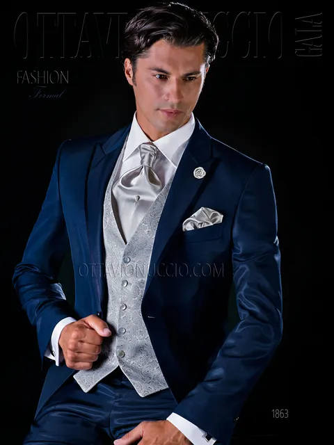 Two-piece modern groom suit in blue