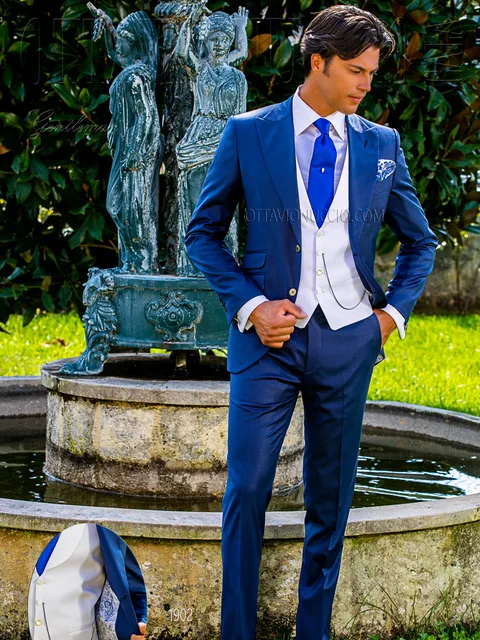 Men's formal suit in electric blue
