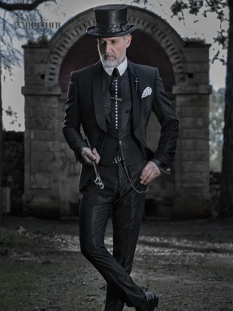 Black shawl lapel groom suit for modern men