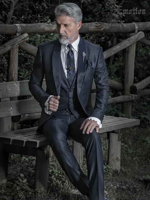 Men's blue formal suit complete with waistcoat