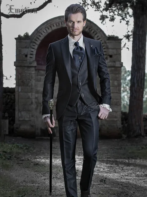 Men's glossy blue fashion groom suit | Elegant men's suit