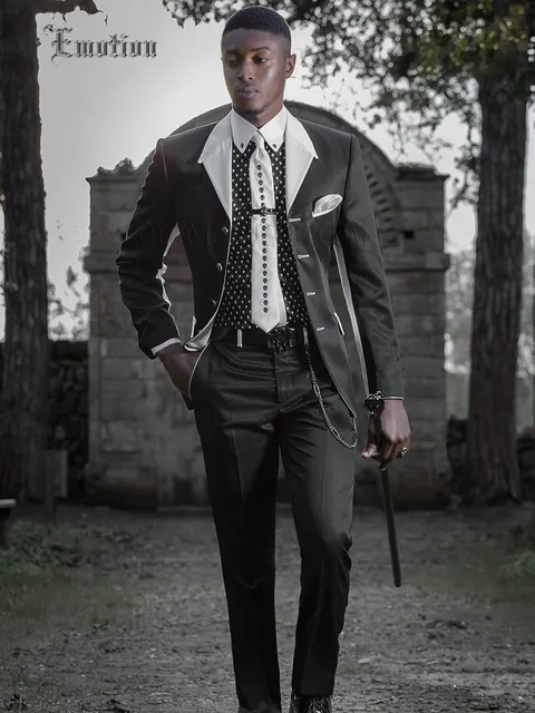 Modern groom suit in shiny black | Suit made to measure