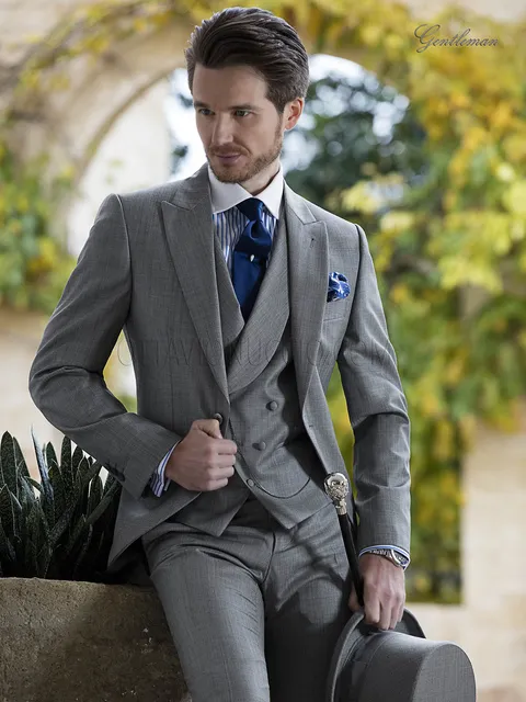 Fashion morning suit, grey groom style
