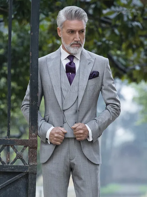 Men's elegant formal suit in grey Prince of Wales check