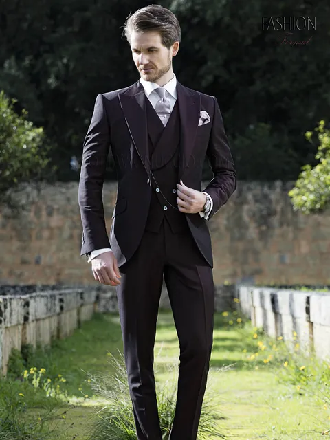 Vintage burgundy groom suit
