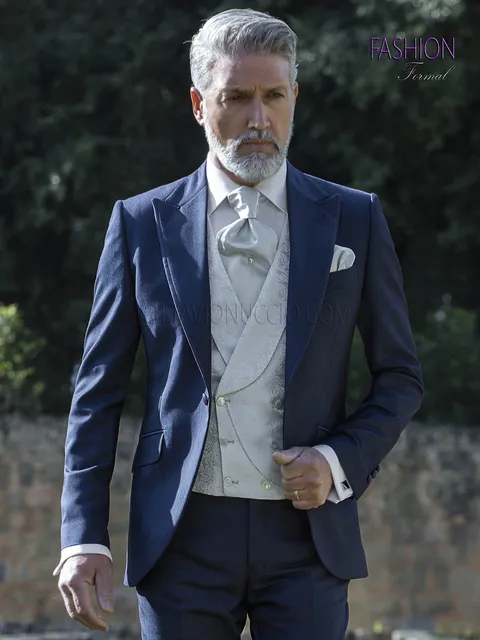 Fashion blue groom suit