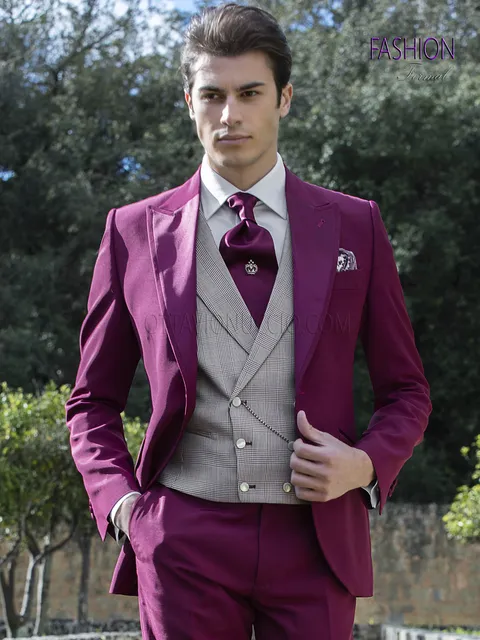 Men's fuchsia formal suit