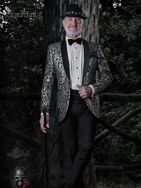 Men's black and silver damask jacket