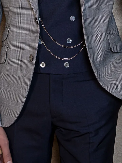 Trousers in blue mohair wool blend