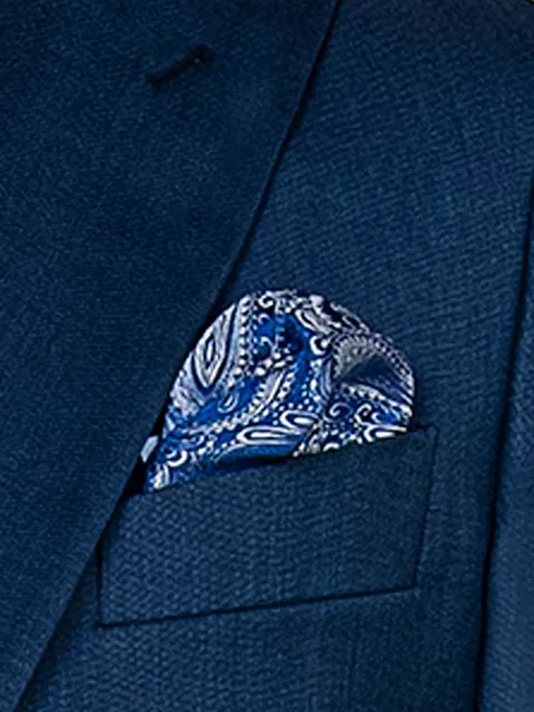 Handkerchief in blue and white paisley silk