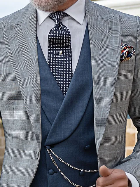 Double-breasted waistcoat with shawl lapel in blue