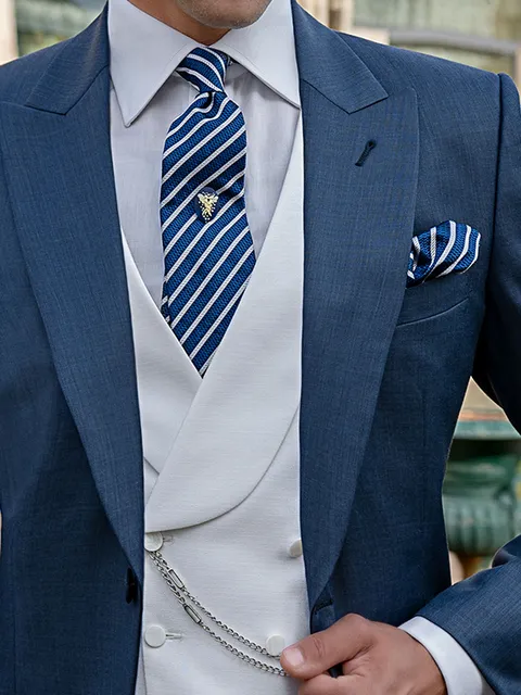 Double-breasted waistcoat with white micro-pattern