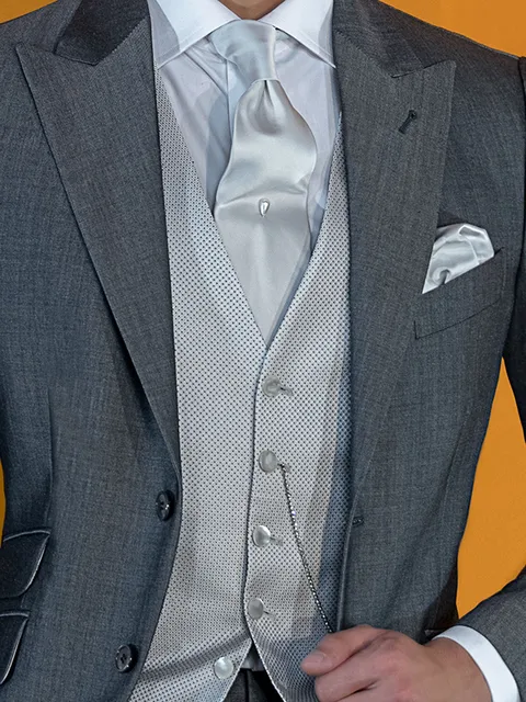 Silk waistcoat with grey micro-patterns