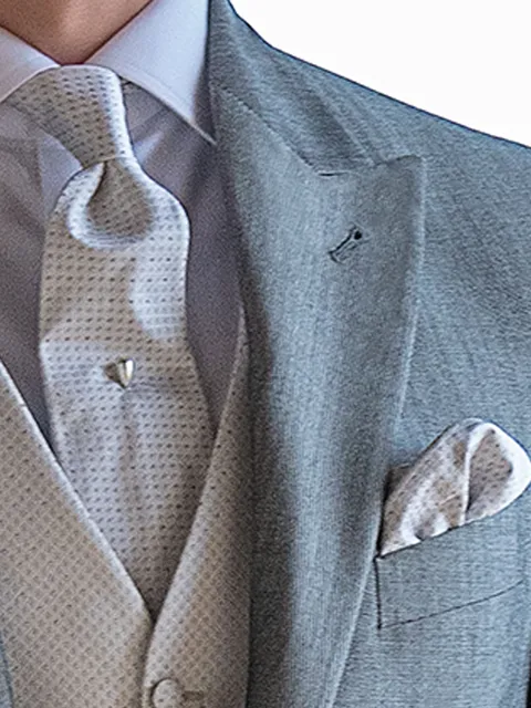 Pearl Grey Silk Tie and Handkerchief Set