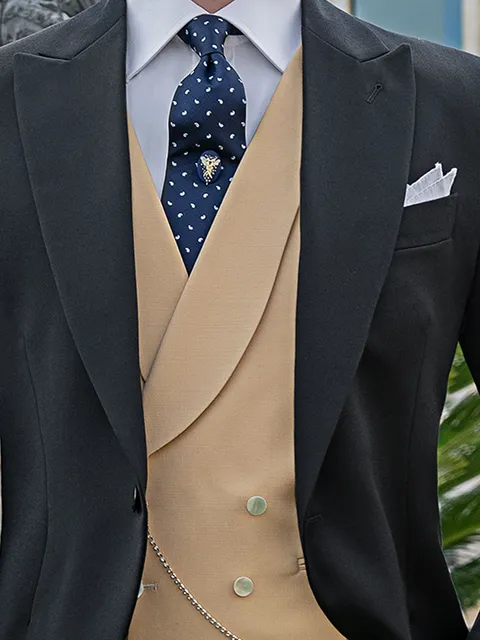 Waistcoat double-breasted shawl lapel beige