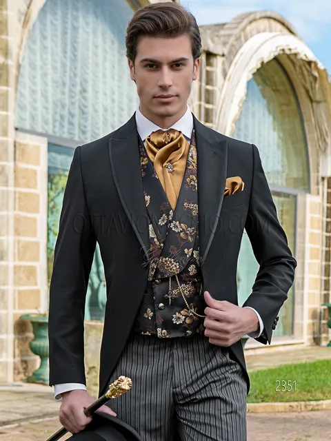 Black modern groom formal morning suit