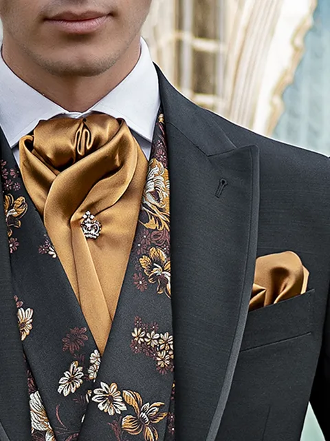 Gold-Tone Satin Scarf and Handkerchief Set