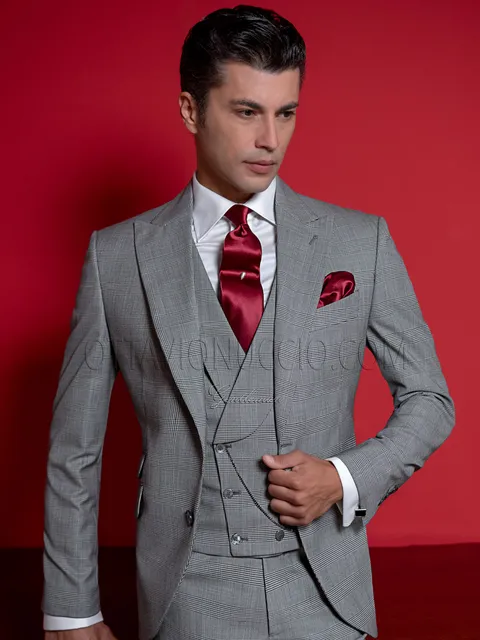 Men's formal suit in grey Prince of Wales check