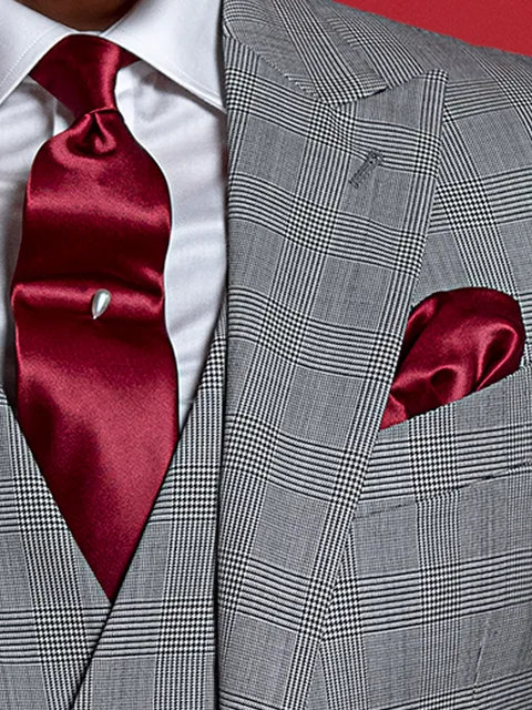 Red Satin Tie and Handkerchief Set