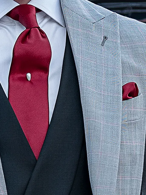 Red Satin Tie and Handkerchief Set