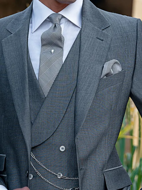 Waistcoat double-breasted wool-mohair blend grey