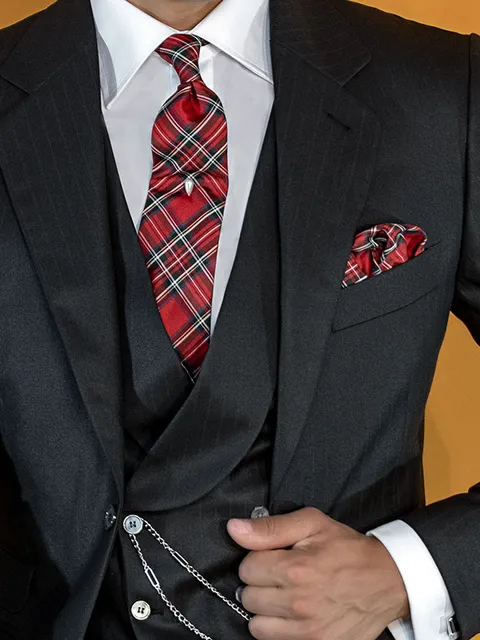 Waistcoat double-breasted shawl lapel black pinstripe