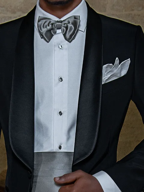 White Tuxedo shirt in cotton with piqué bib