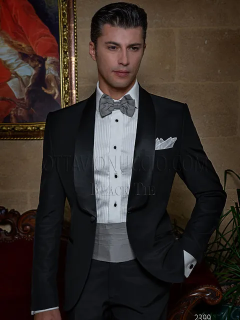 Tuxedo, men's elegant black suit with shawl collar