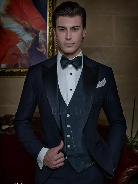 Vestito smoking uomo da red carpet blu a quadri