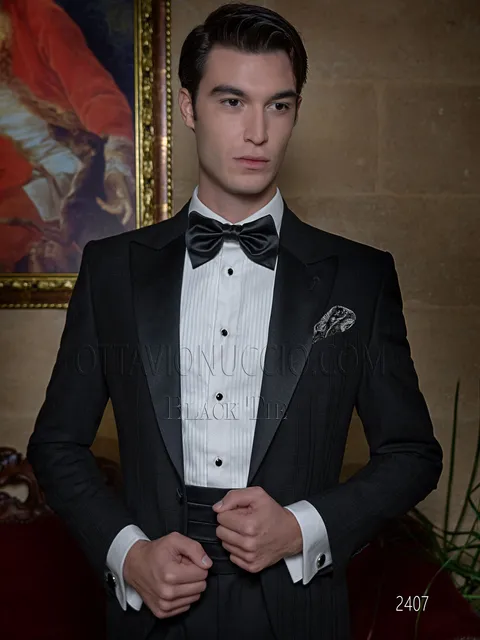 Men's black checked red carpet tuxedo