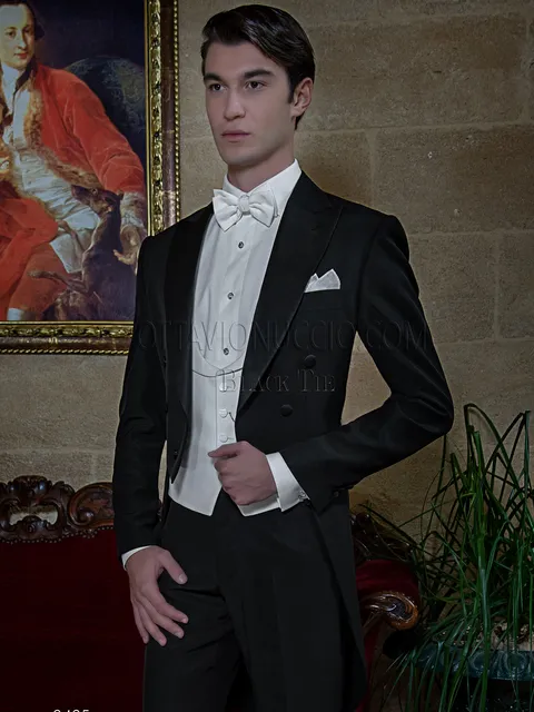 Tailcoat, men's black formal suit with satin lapel