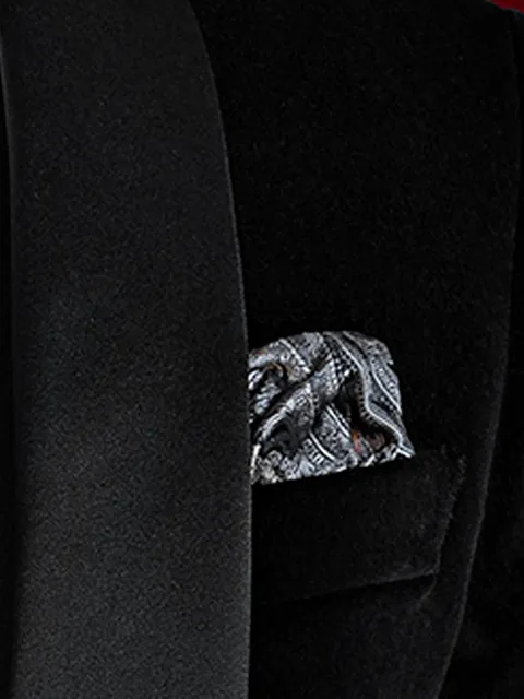 Handkerchief in black and grey paisley silk
