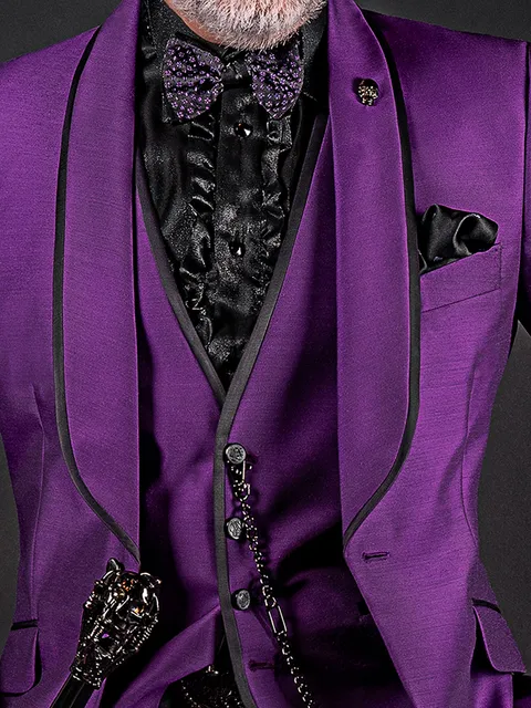 Purple wool blend waistcoat with 4 buttons