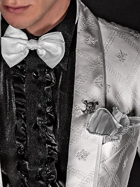 White Lurex Bow-Tie and Handkerchief Set