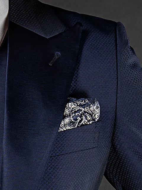 Handkerchief in blue and white paisley silk