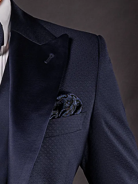 Handkerchief in black and blue paisley silk