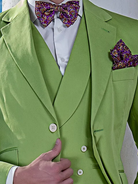 Green cotton double-breasted waistcoat