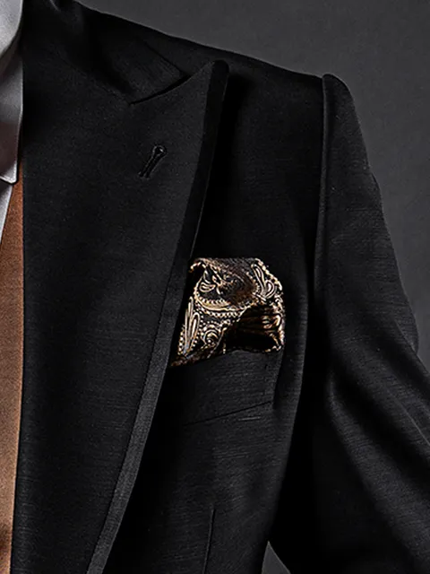 Handkerchief in black and gold paisley silk